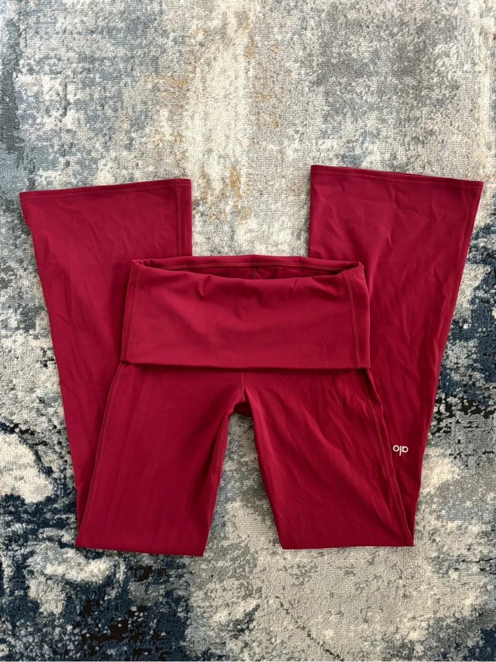 alo summer romance red crewneck & foldover leggings set